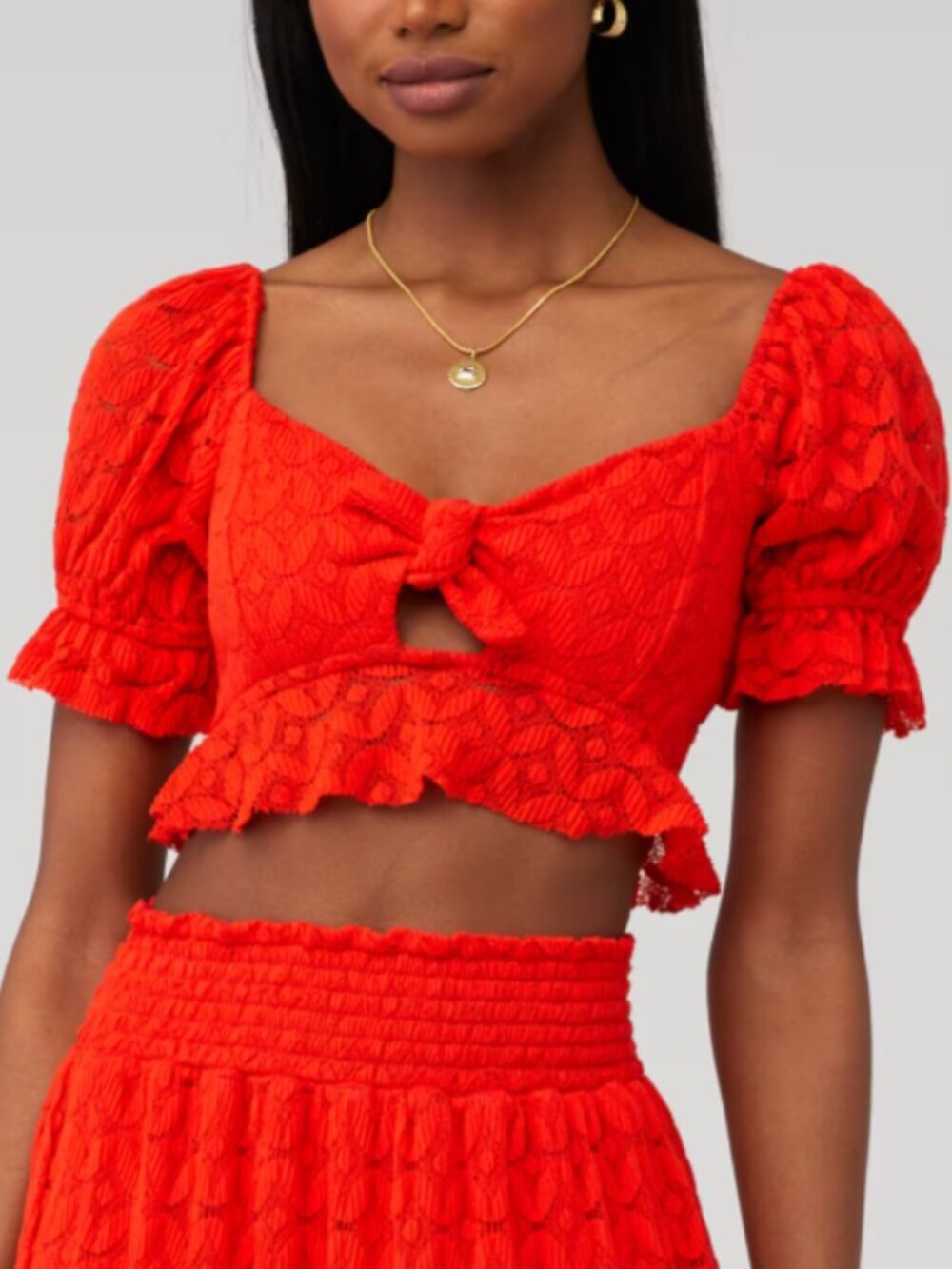 Show Me Your MuMu Spacey Lacey Red Coco Crop Top Size XS 39042